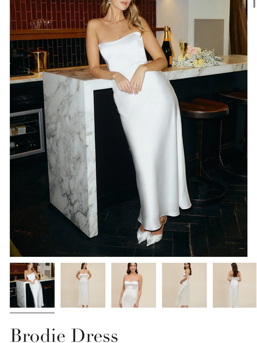 Park & Fifth Brodie Strapless Satin Midi Dress - White